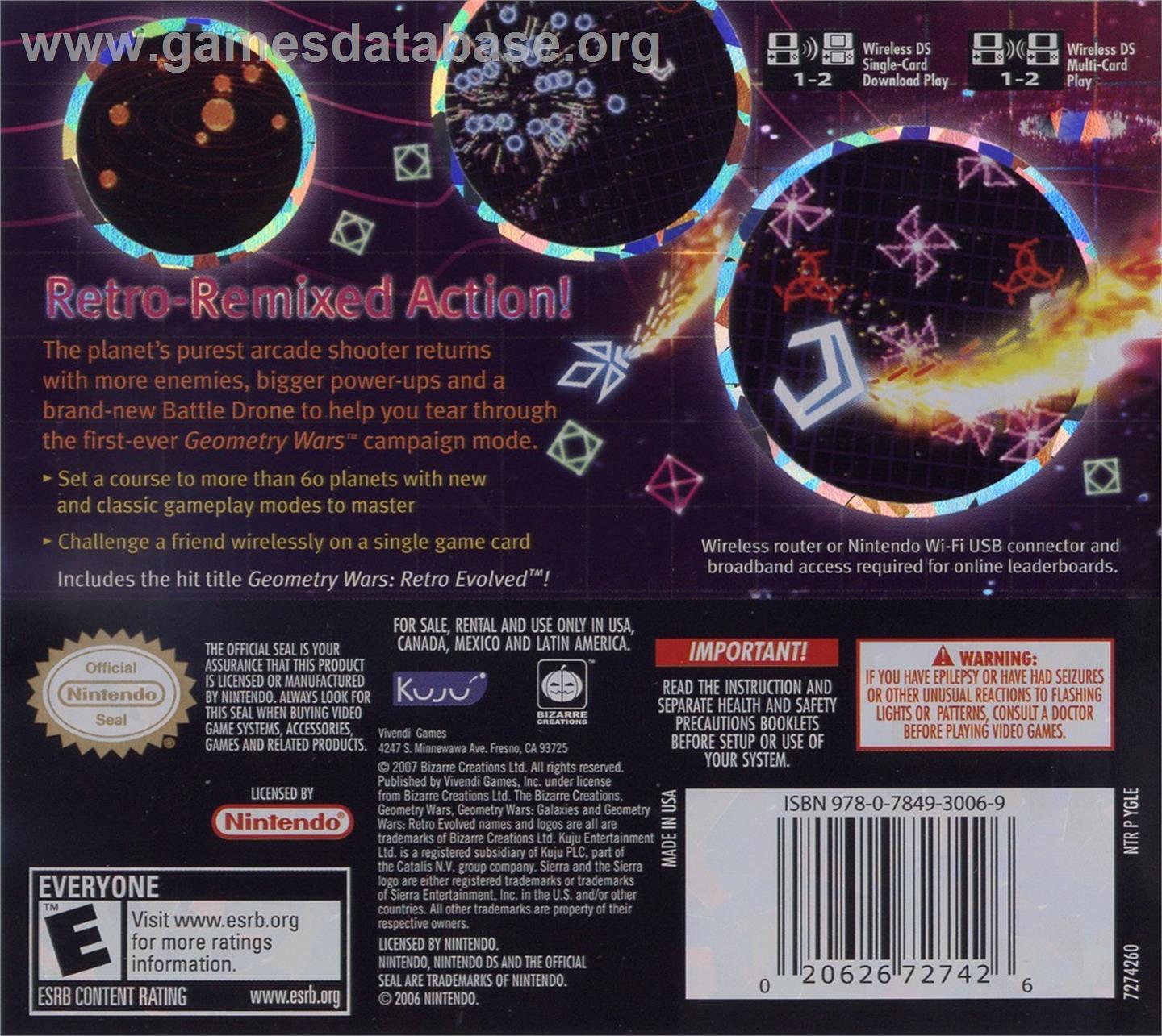 Geometry Wars Galaxies - Nintendo DS - Artwork - Box Back