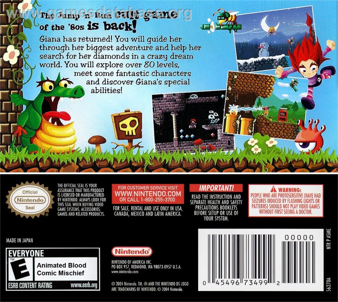 Giana Sisters DS - Nintendo DS - Artwork - Box Back