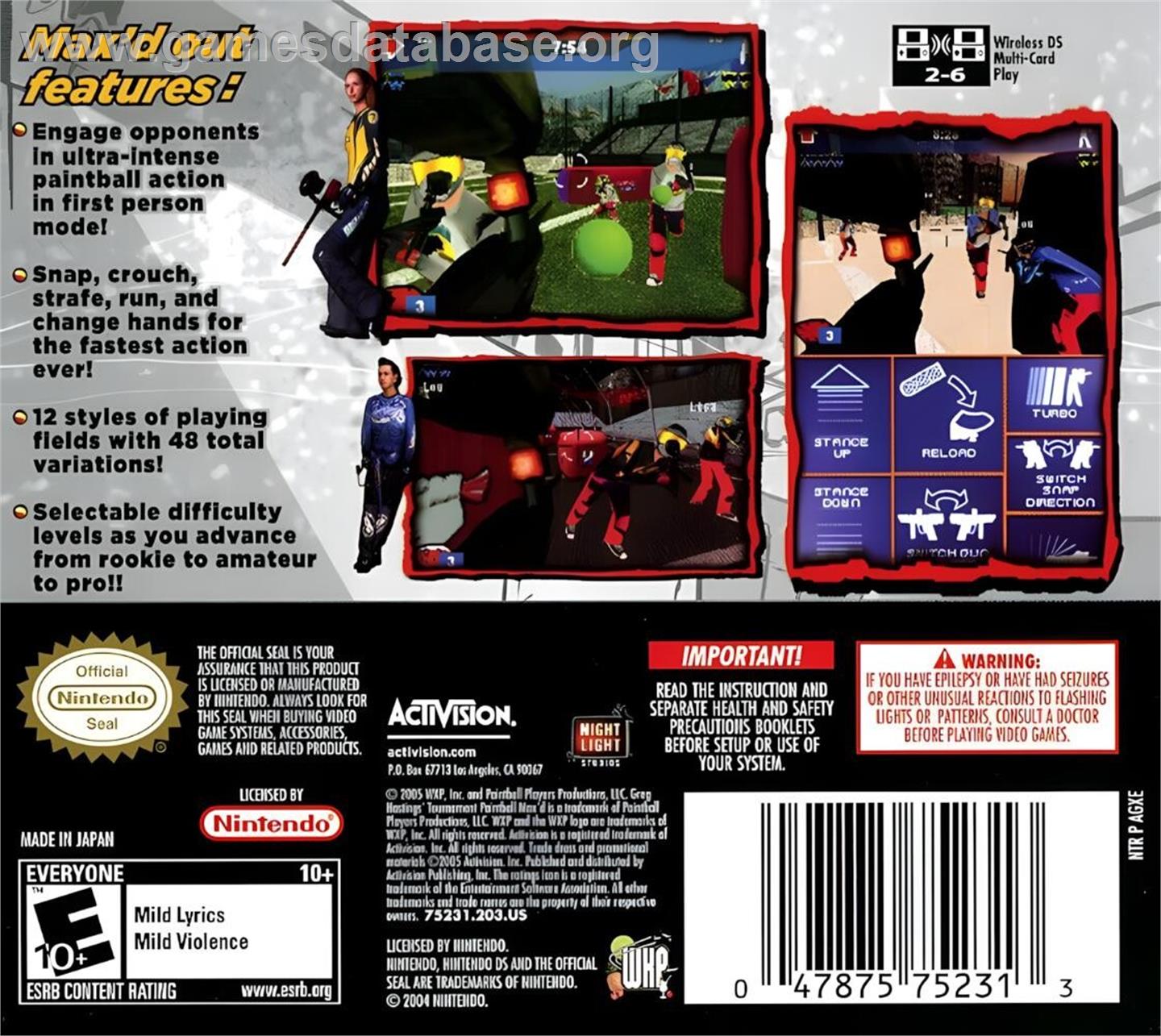 Greg Hastings' Tournament Paintball Max'd - Nintendo DS - Artwork - Box Back