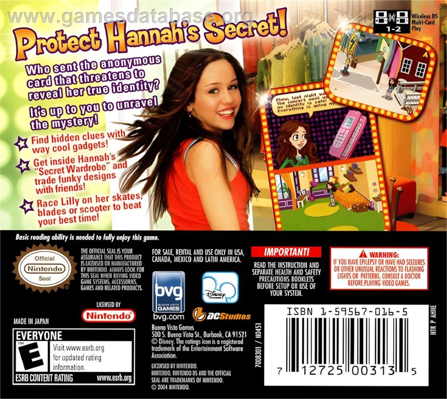 Hannah Montana - Nintendo DS - Artwork - Box Back