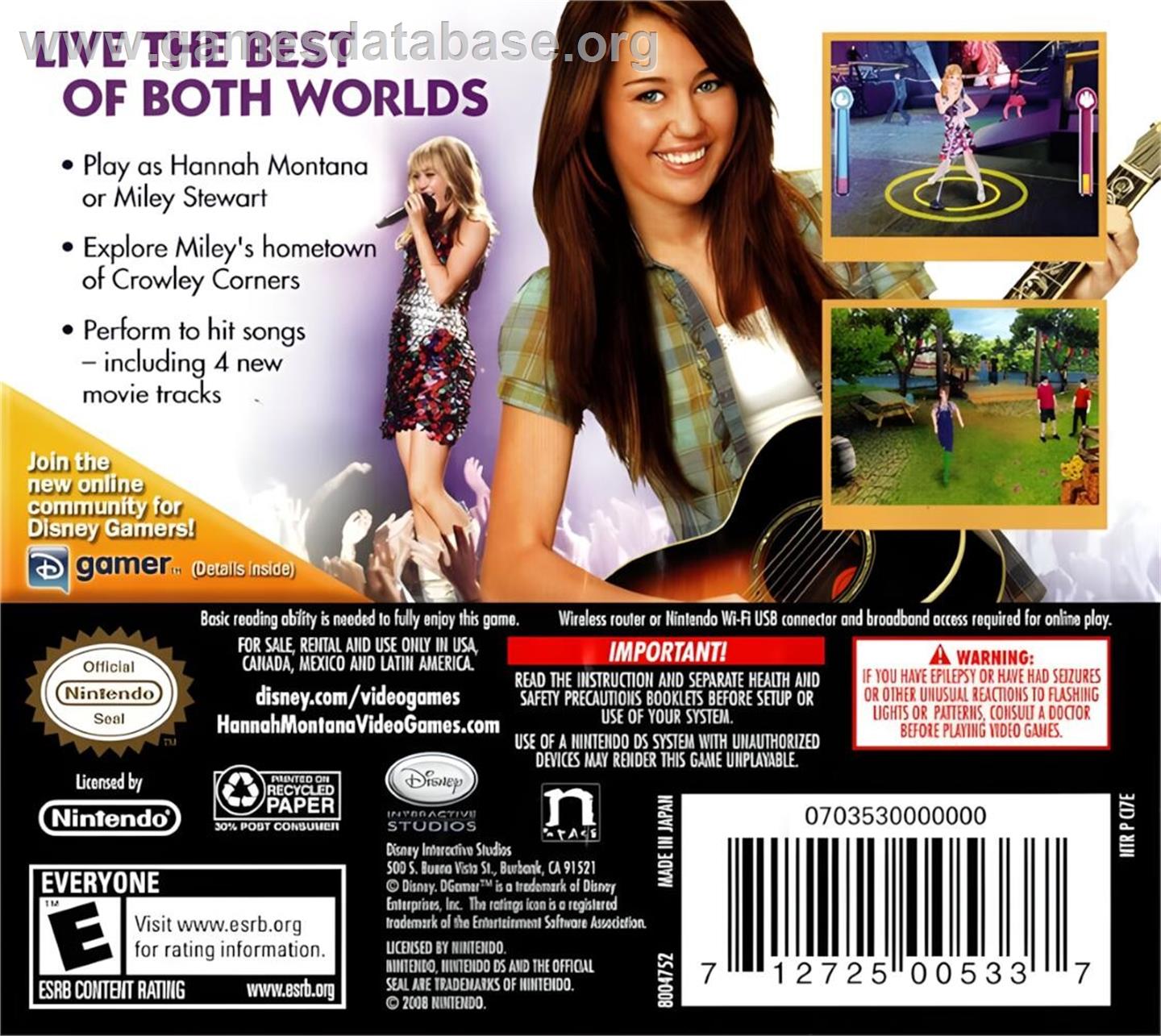 Hannah Montana - The Movie - Nintendo DS - Artwork - Box Back