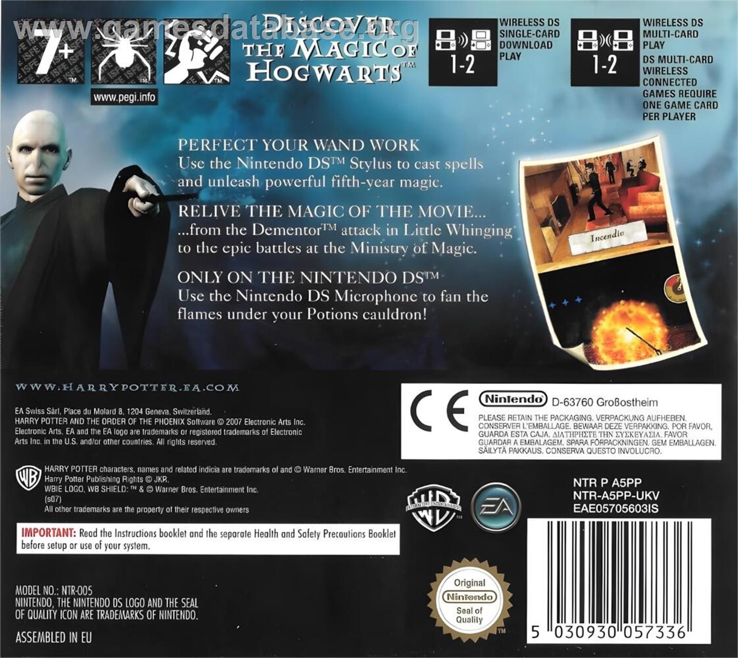 Harry Potter Et L'ordre Du Phénix - Nintendo DS - Artwork - Box Back
