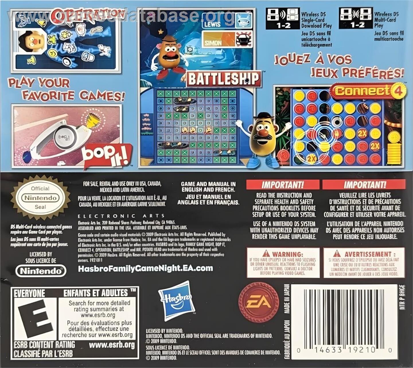 Hasbro - Best Of Des Jeux En Famille - Nintendo DS - Artwork - Box Back