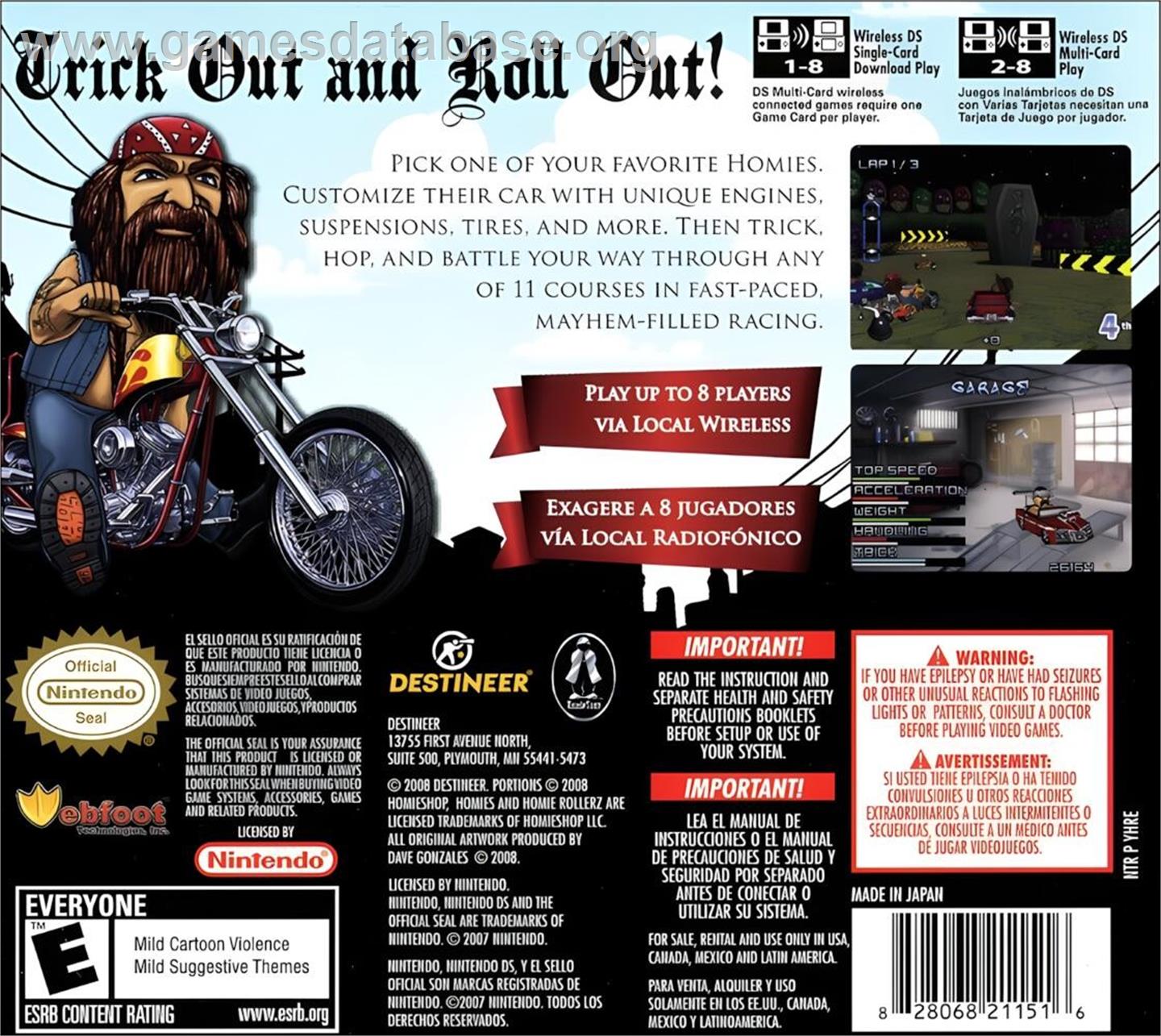 Homie Rollerz - Nintendo DS - Artwork - Box Back