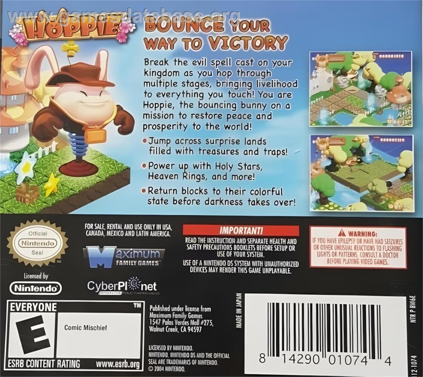Hoppie - Nintendo DS - Artwork - Box Back