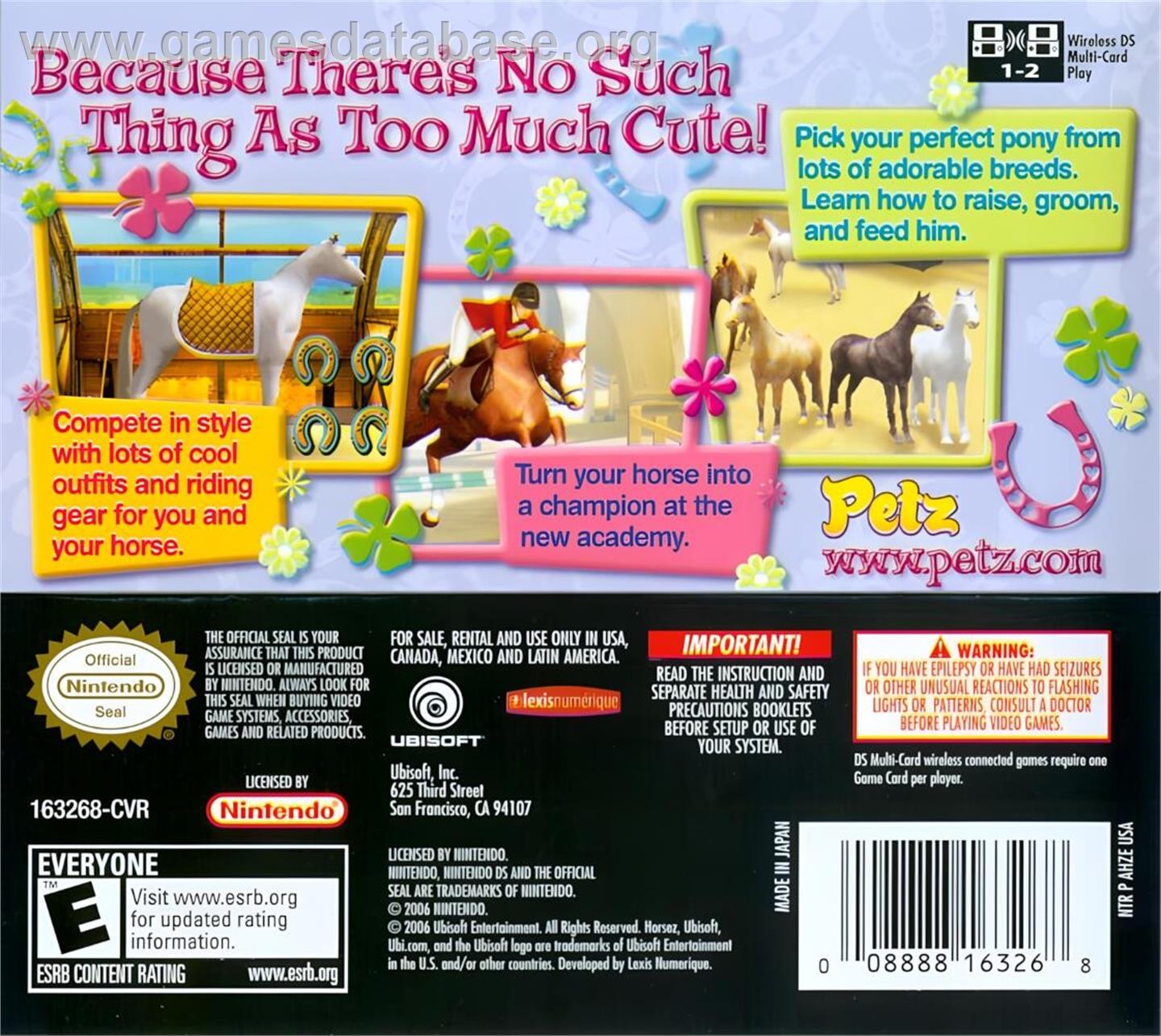 Horsez - Nintendo DS - Artwork - Box Back