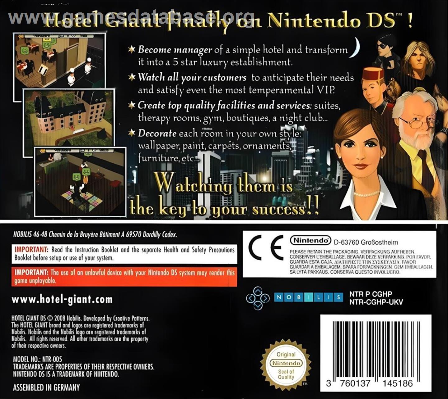 Hotel Giant Ds - Nintendo DS - Artwork - Box Back
