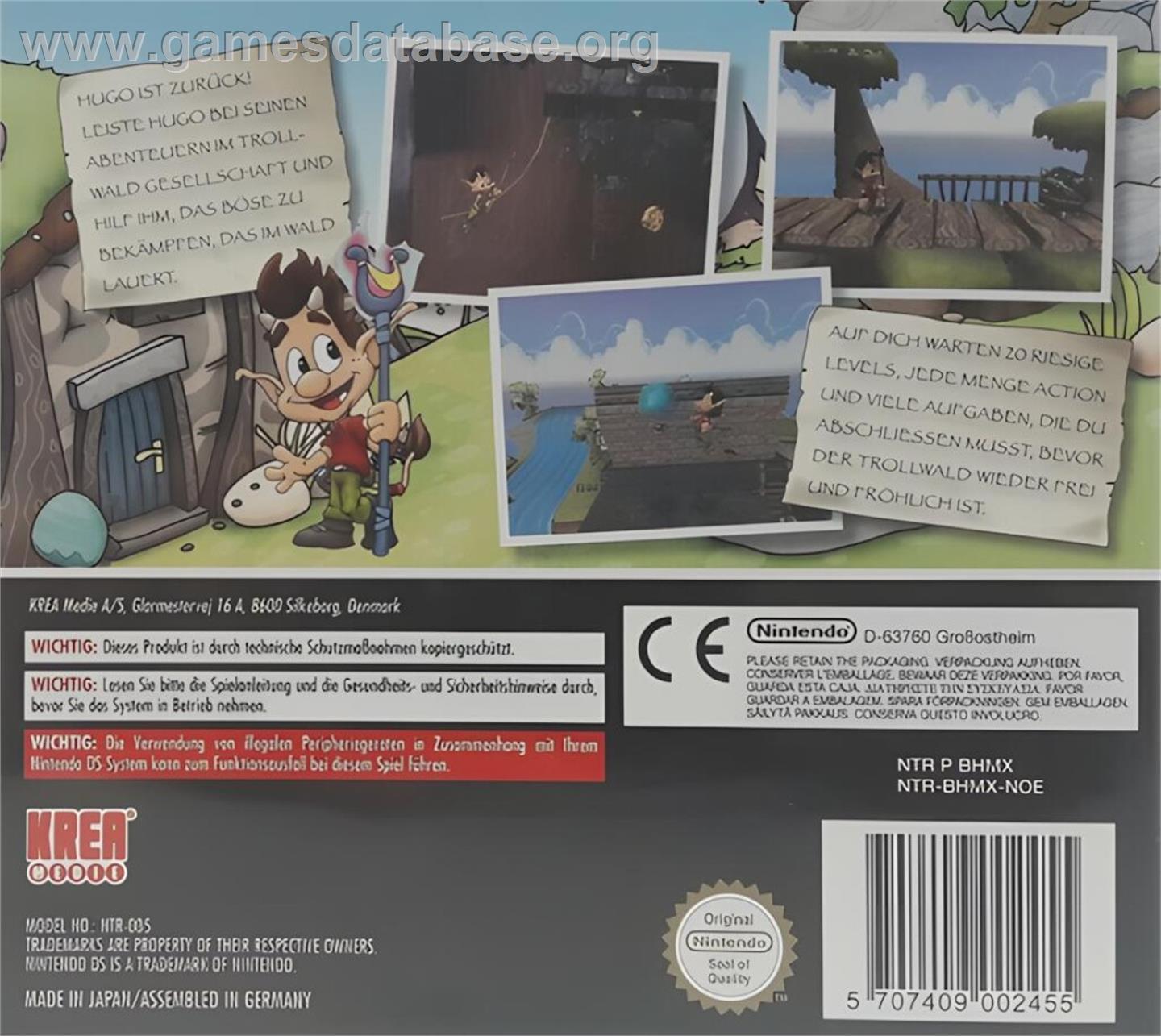 Hugo - Zauberei Im Trollwald - Nintendo DS - Artwork - Box Back
