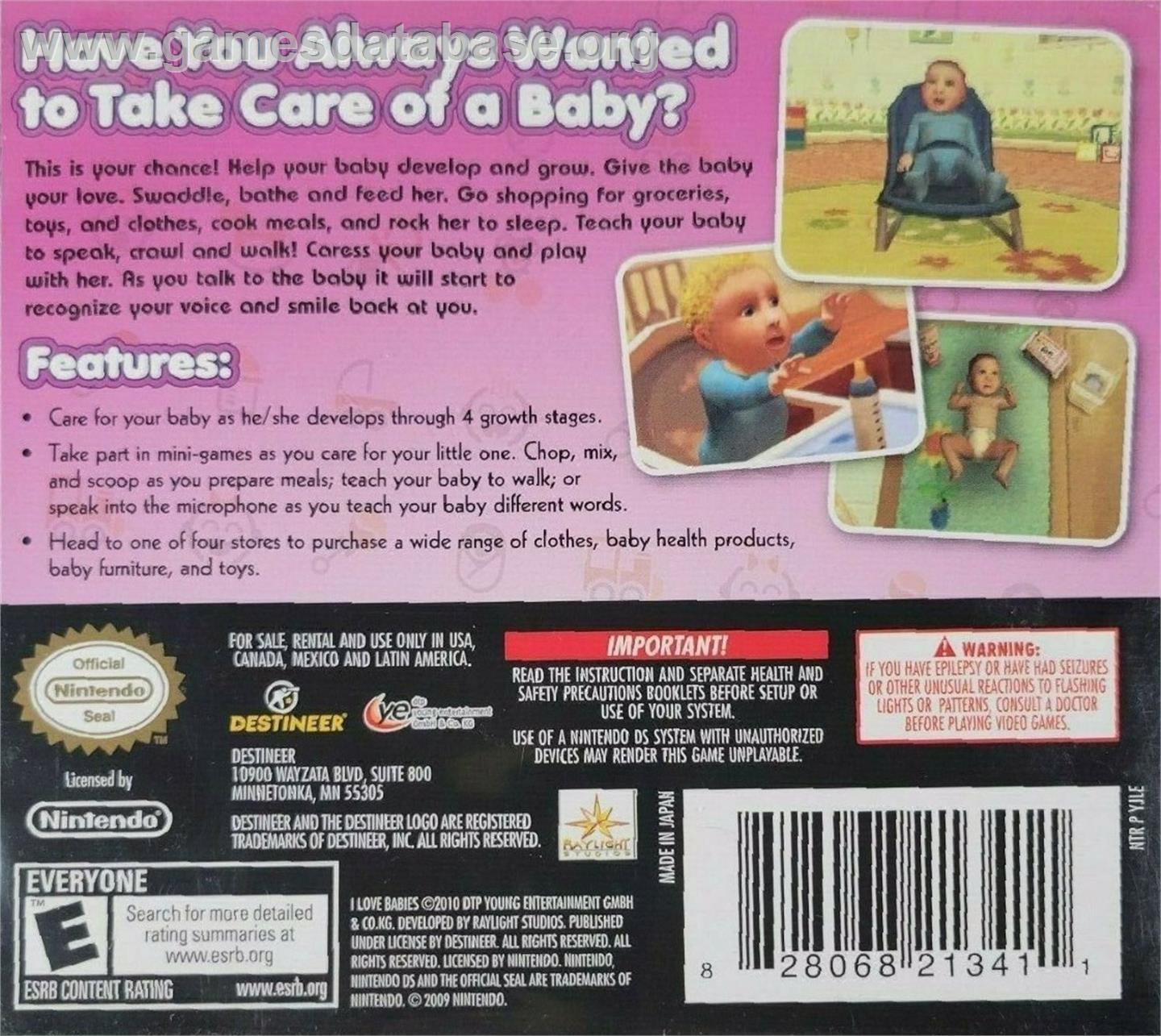 I Love Babies - Nintendo DS - Artwork - Box Back