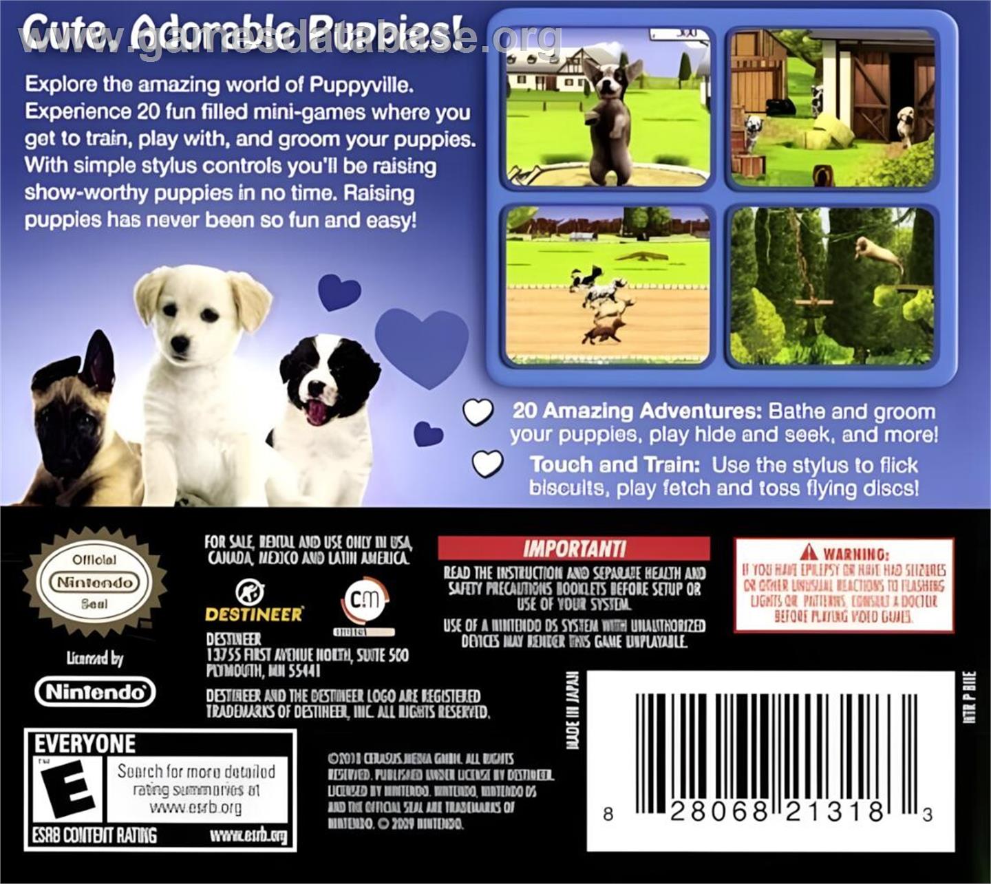 I Love Puppies - Nintendo DS - Artwork - Box Back