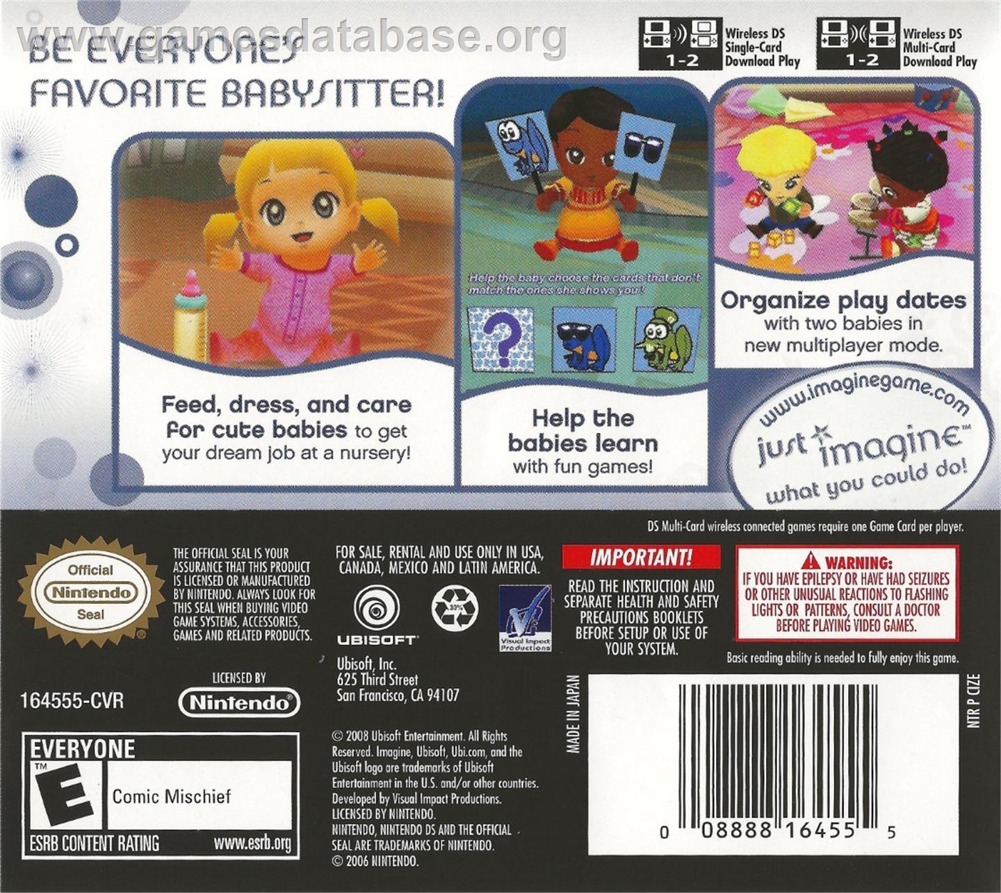 Imagine - Babysitters - Nintendo DS - Artwork - Box Back