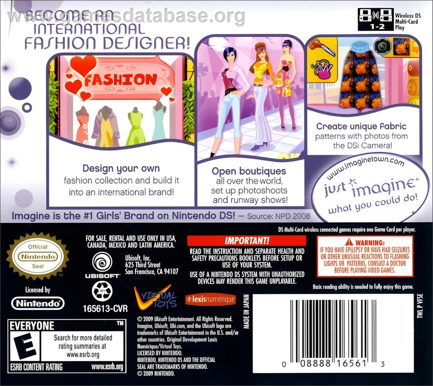 Imagine Fashion Designer World Tour - Nintendo DS - Artwork - Box Back