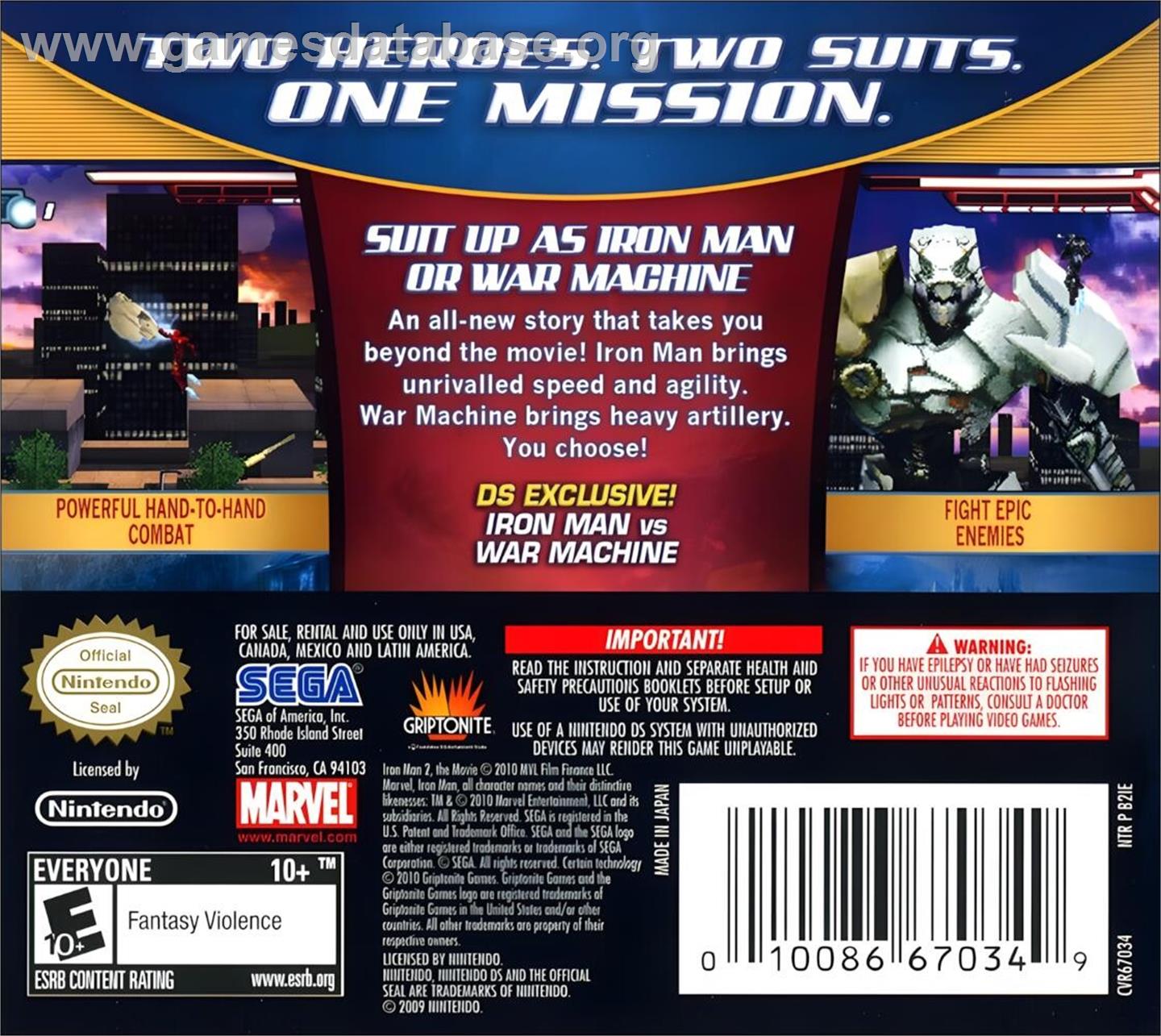 Iron Man 2 - Nintendo DS - Artwork - Box Back