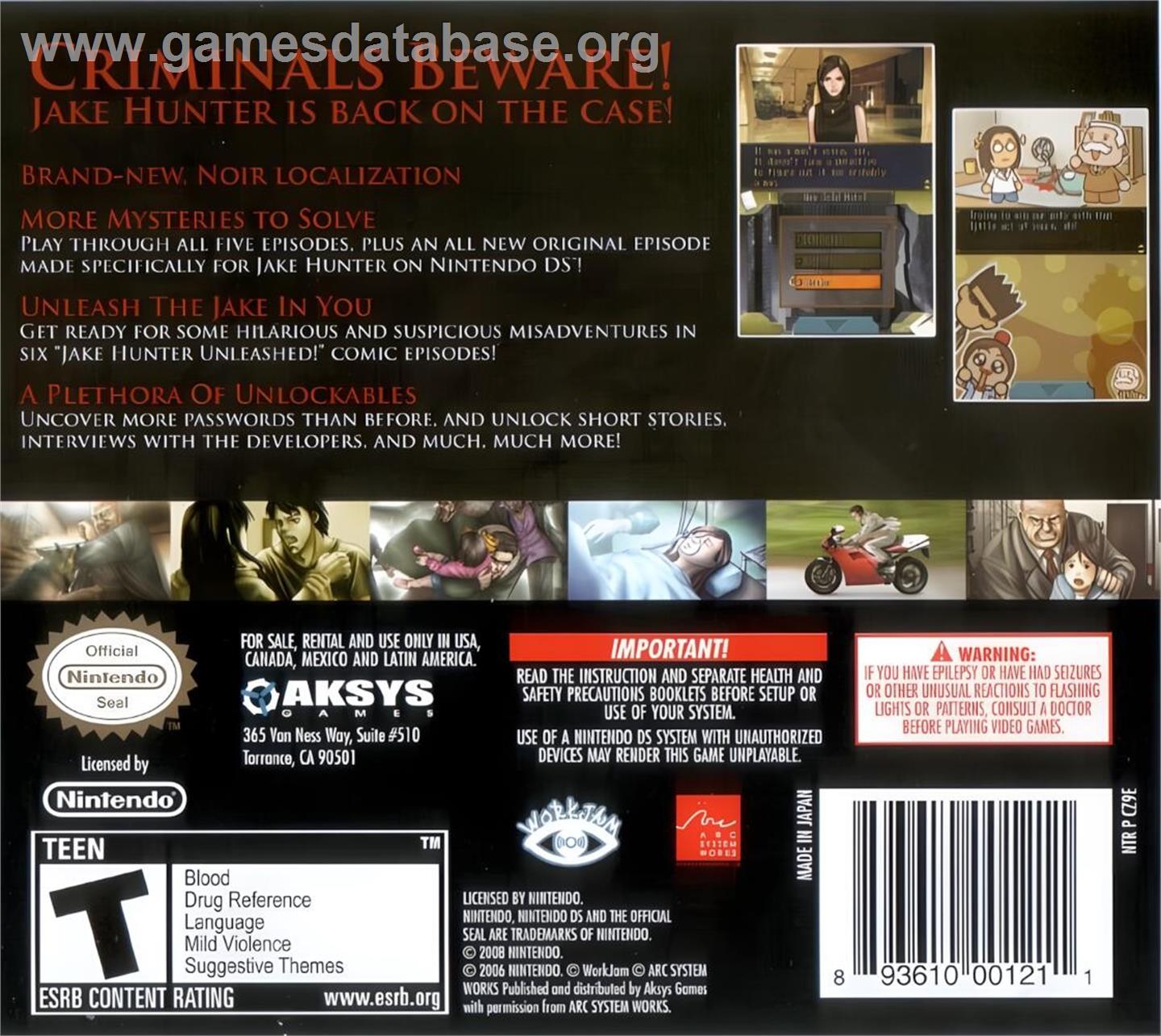 Jake Hunter Detective Story - Memories Of The Past - Nintendo DS - Artwork - Box Back