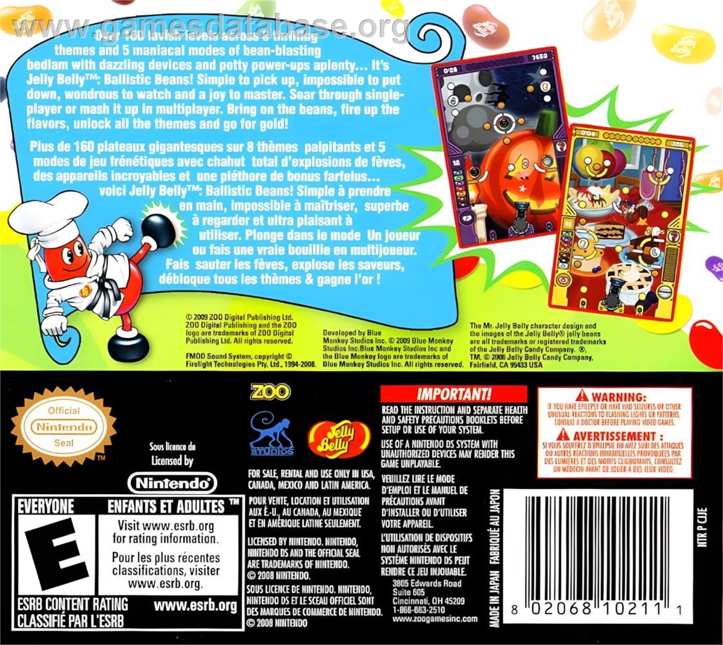 Jelly Belly - Ballistic Beans - Nintendo DS - Artwork - Box Back