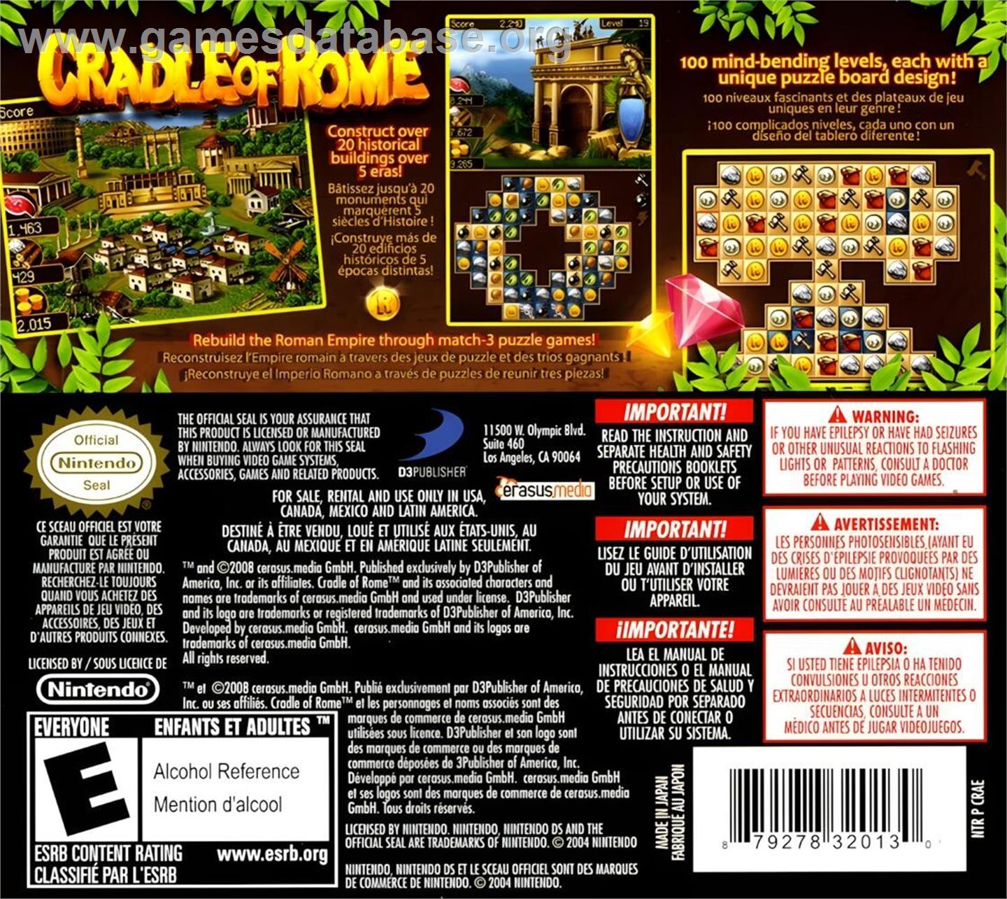 Jewel Master - Cradle Of Rome - Nintendo DS - Artwork - Box Back