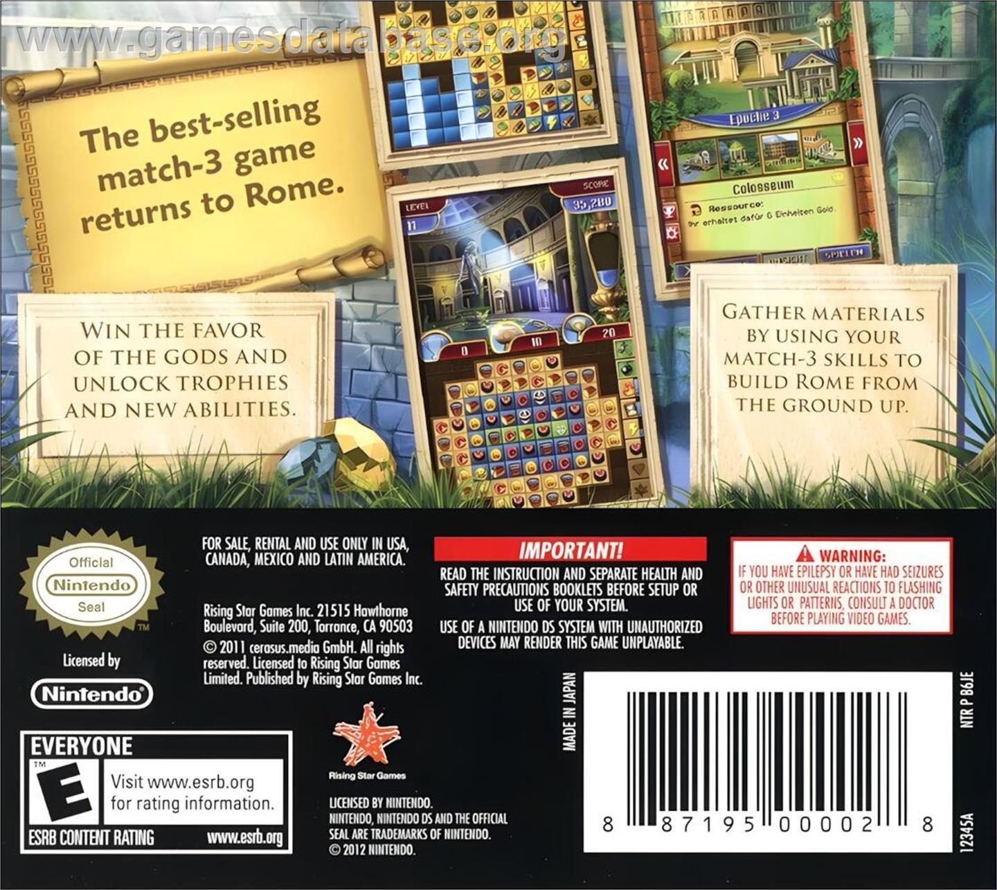 Jewel Master - Cradle Of Rome 2 - Nintendo DS - Artwork - Box Back