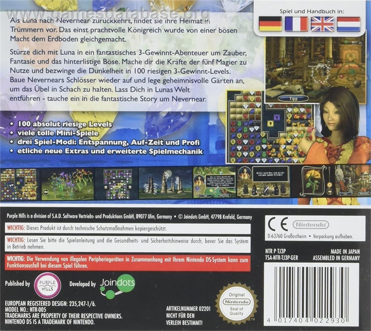 Jewel Match 3 - Nintendo DS - Artwork - Box Back