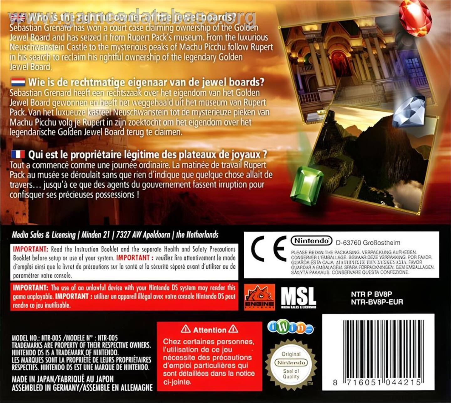 Jewel Quest 4 - Heritage - Nintendo DS - Artwork - Box Back