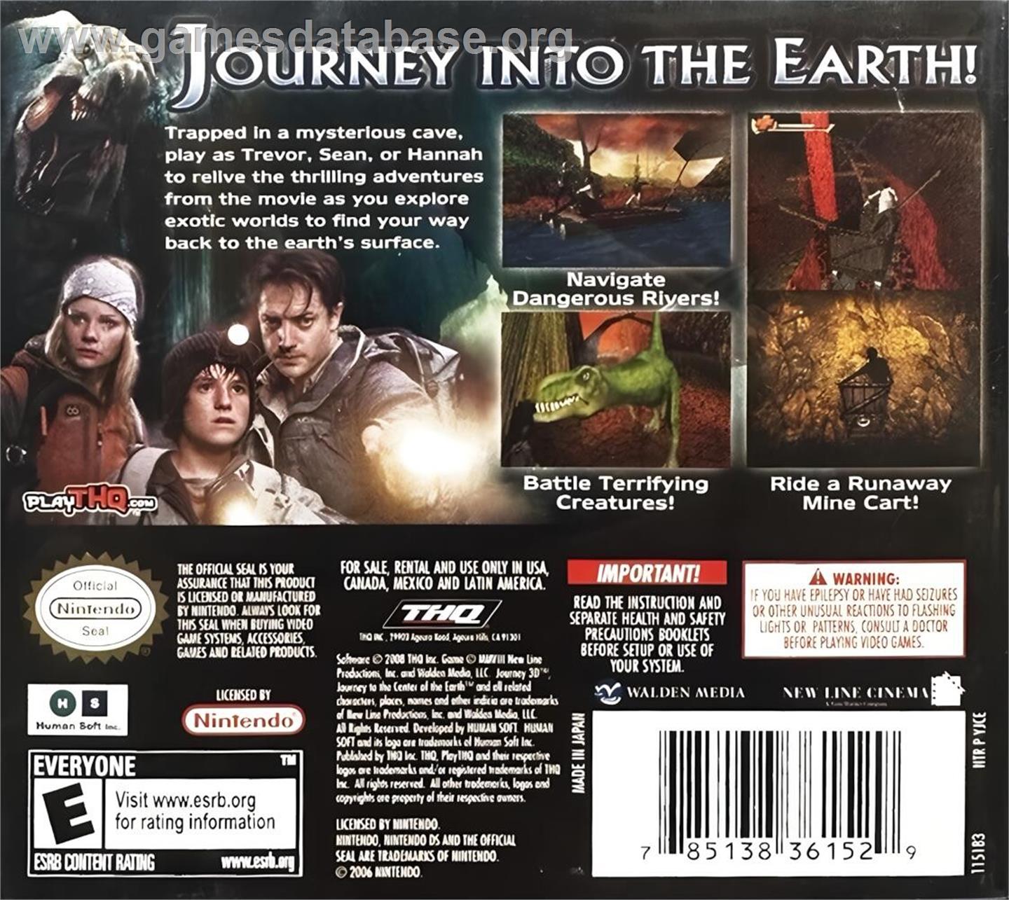 Journey To The Center Of The Earth - Nintendo DS - Artwork - Box Back