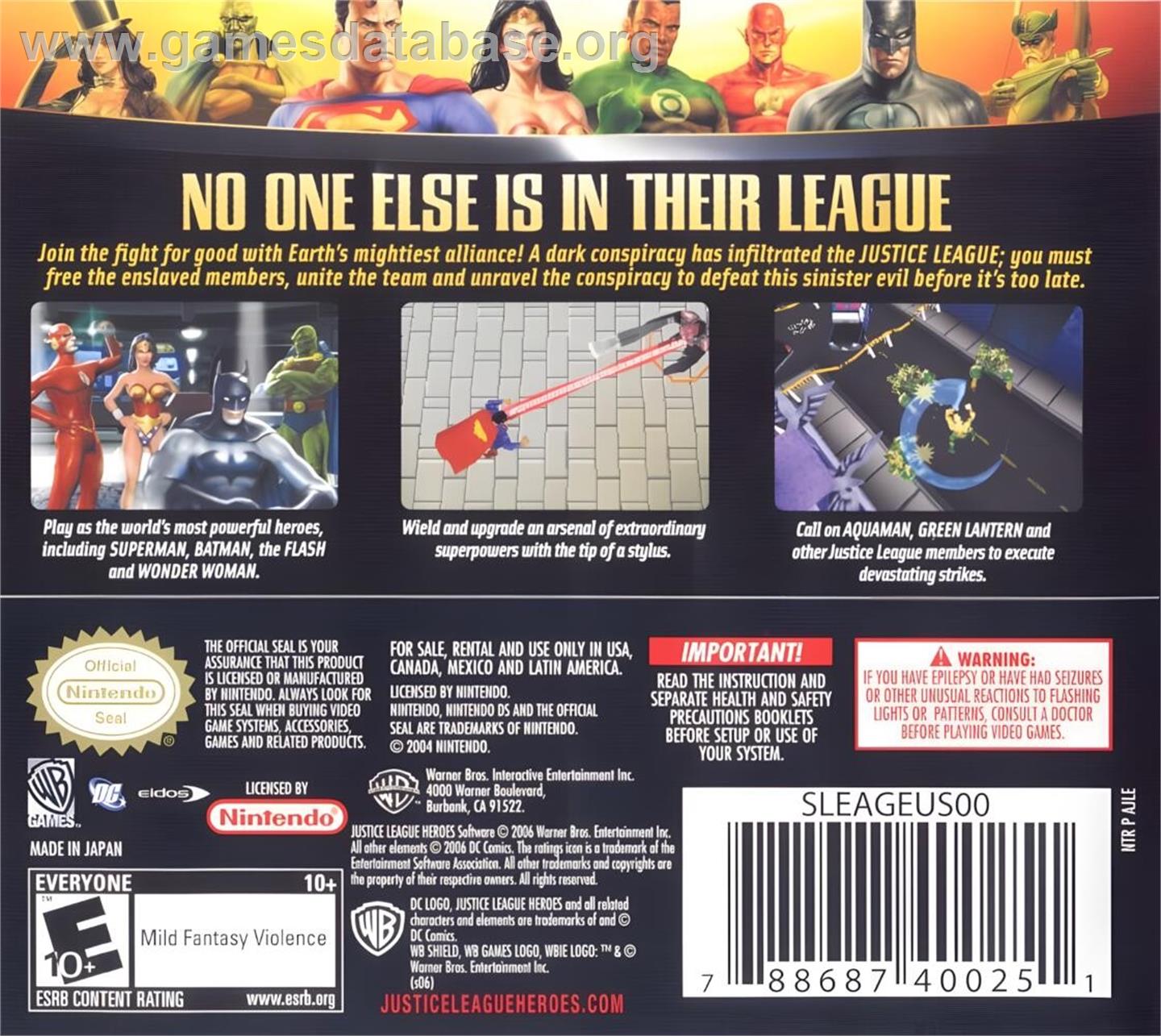 Justice League Heroes - Nintendo DS - Artwork - Box Back