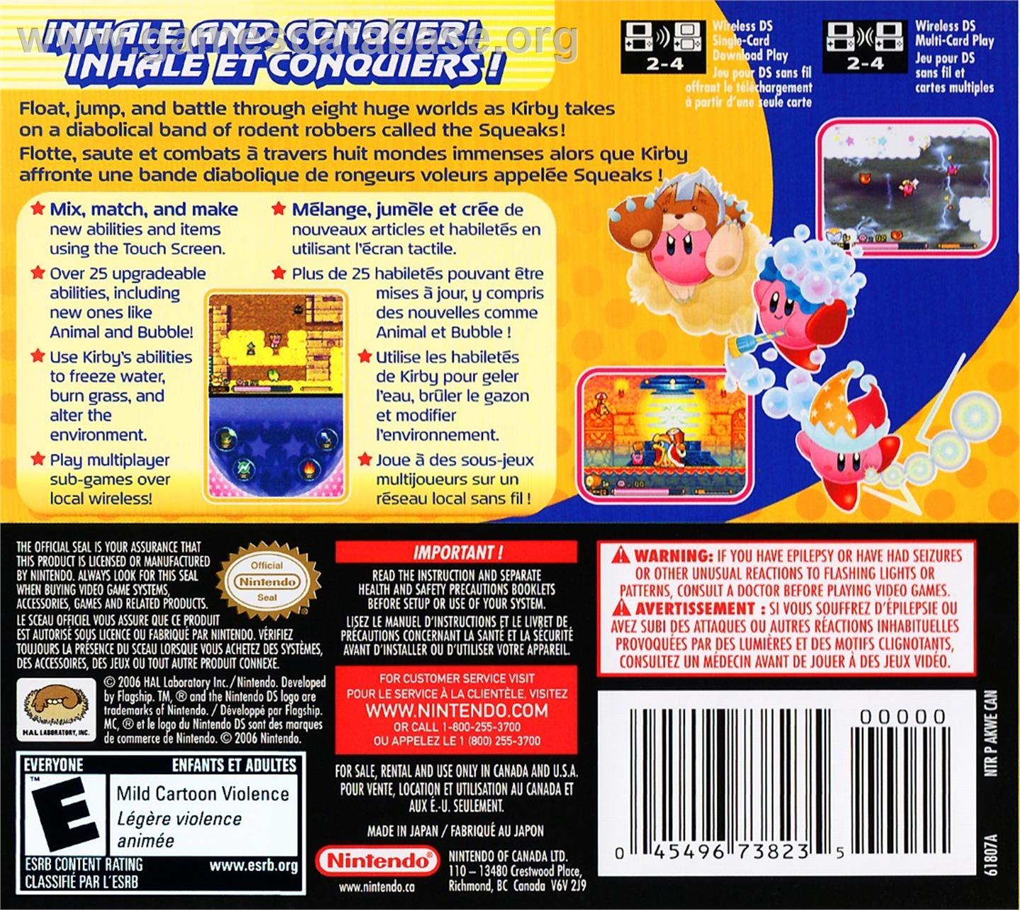 Kirby - Squeak Squad - Nintendo DS - Artwork - Box Back