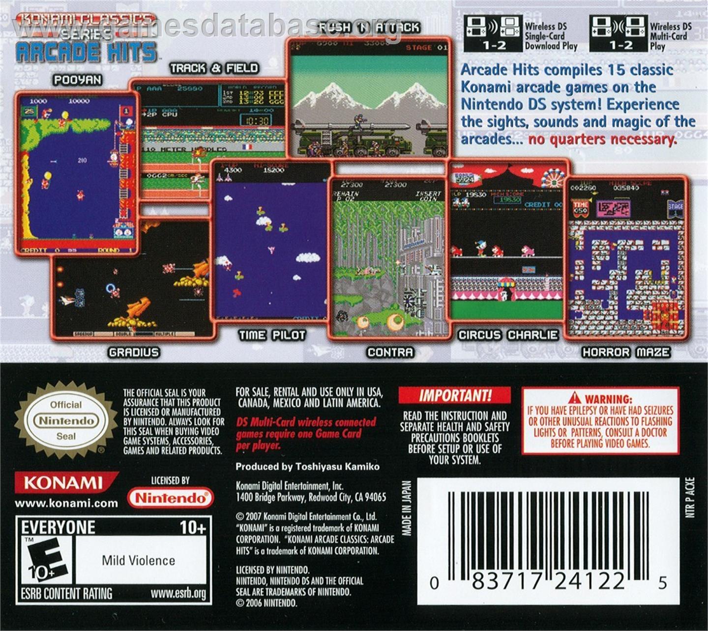 Konami Arcade Classics - Nintendo DS - Artwork - Box Back