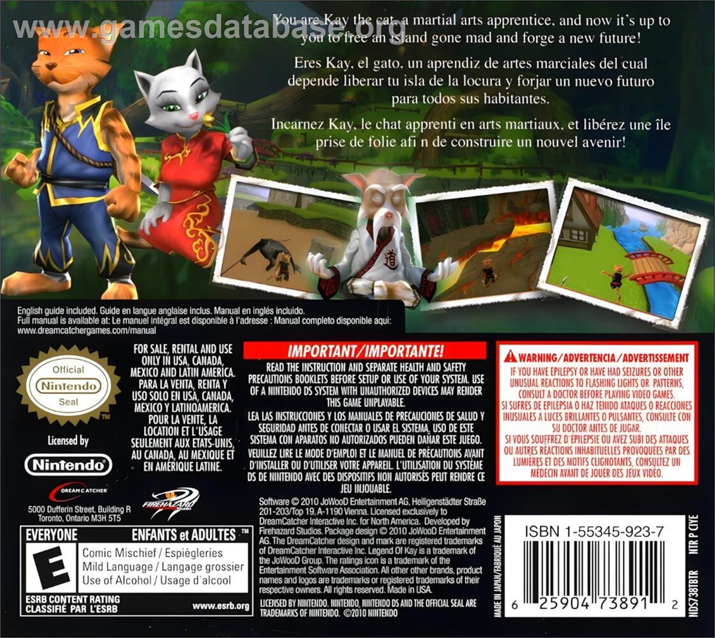 Legend Of Kay - Nintendo DS - Artwork - Box Back