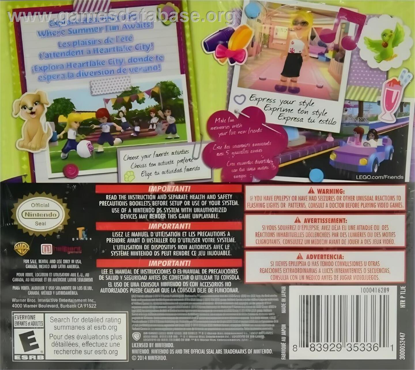 Lego Friends - Nintendo DS - Artwork - Box Back