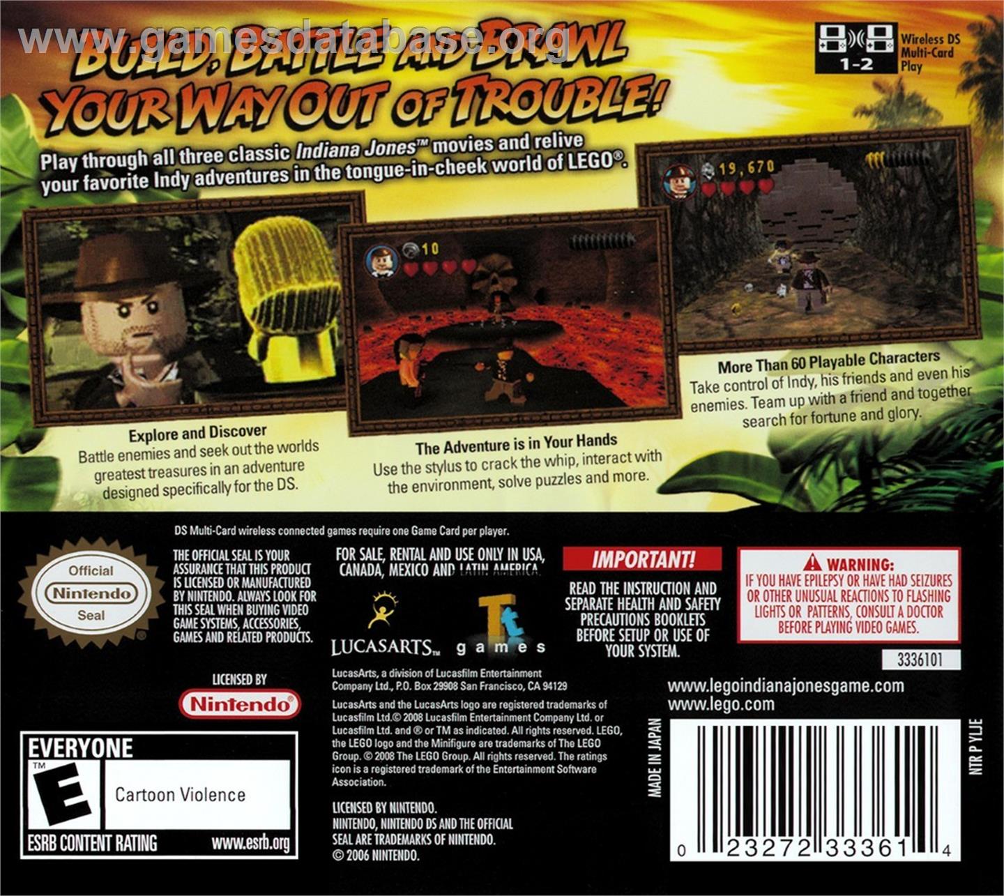 Lego Indiana Jones - La Trilogie Originale - Nintendo DS - Artwork - Box Back