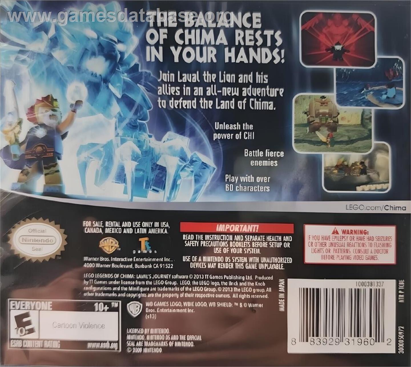 Lego Legends Of Chima - Le Voyage De Laval - Nintendo DS - Artwork - Box Back