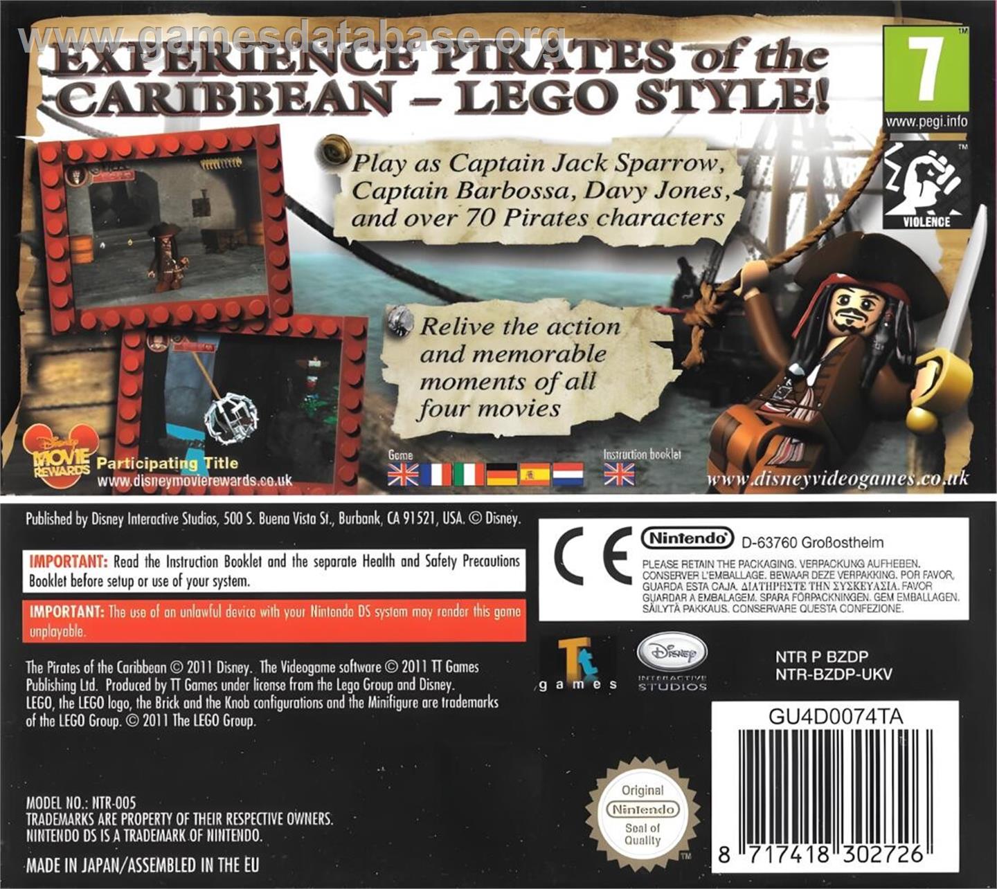 Lego Pirates Des Caraïbes - Le Jeu Vidéo - Nintendo DS - Artwork - Box Back