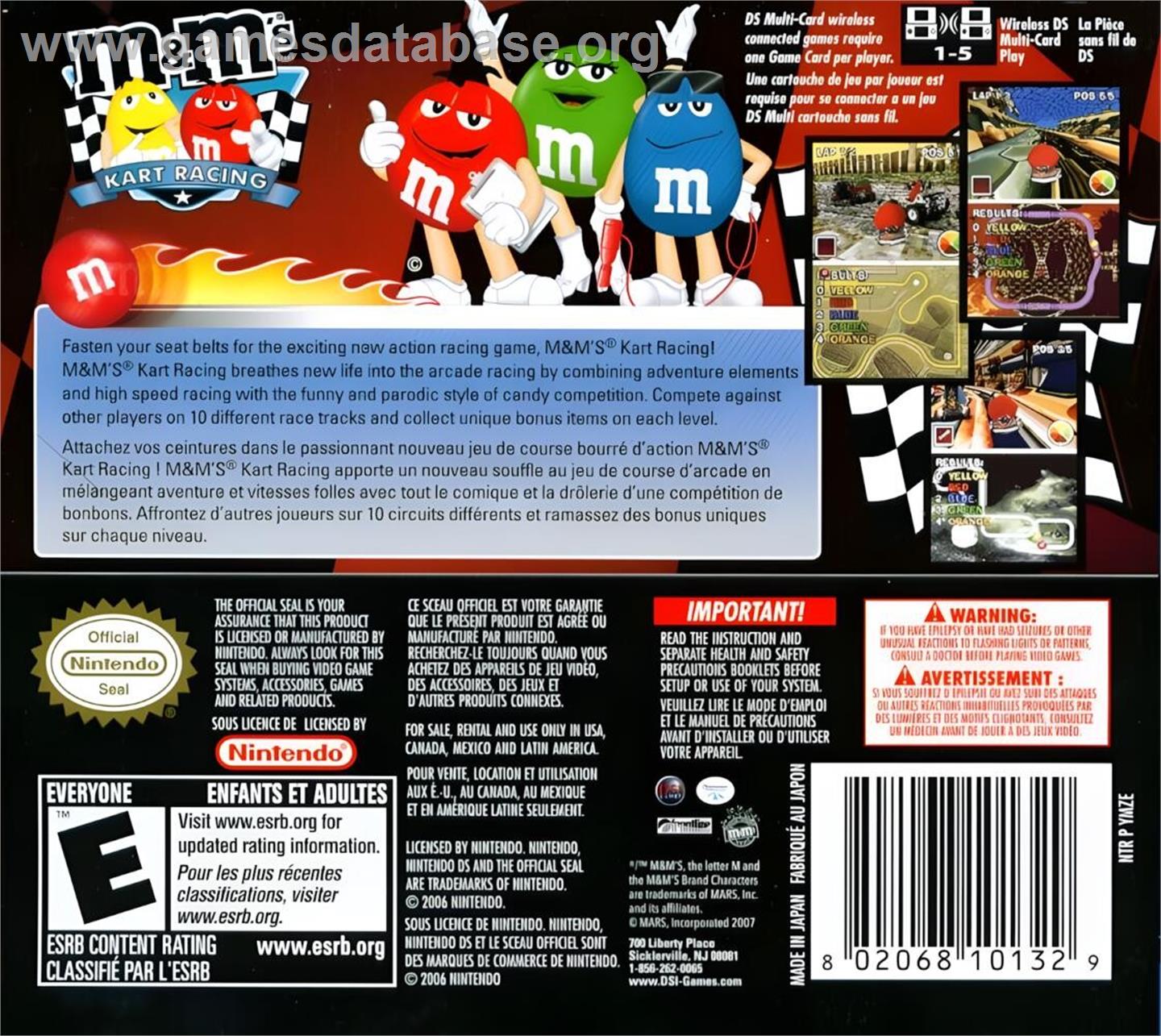 M And M's - Kart Racing - Nintendo DS - Artwork - Box Back