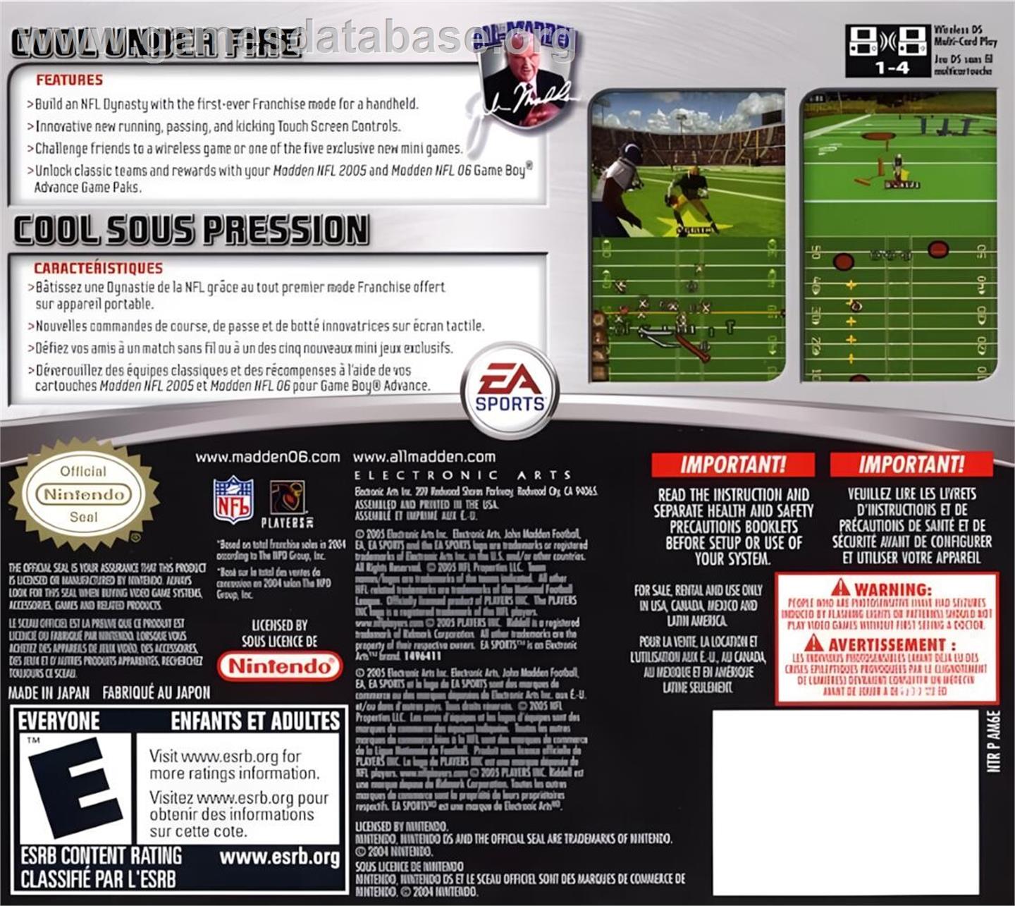Madden Nfl 06 - Nintendo DS - Artwork - Box Back