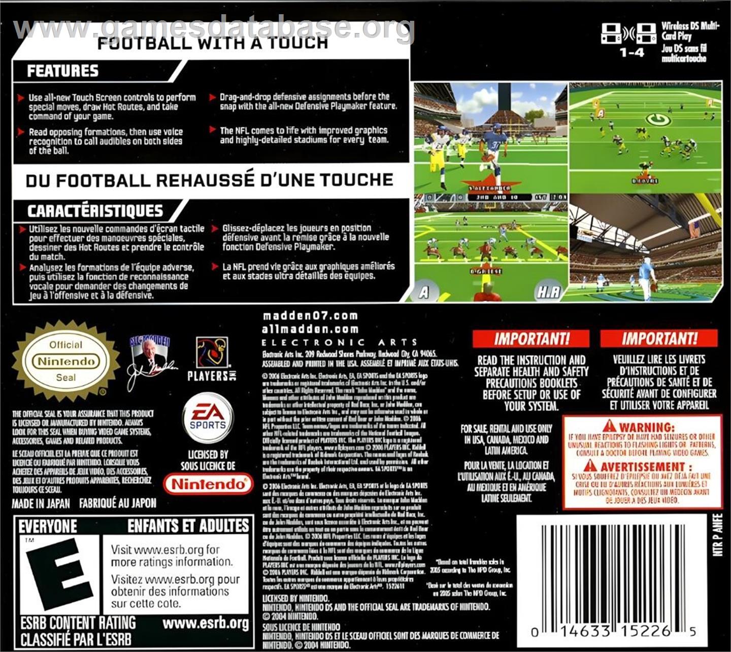 Madden Nfl 07 - Nintendo DS - Artwork - Box Back