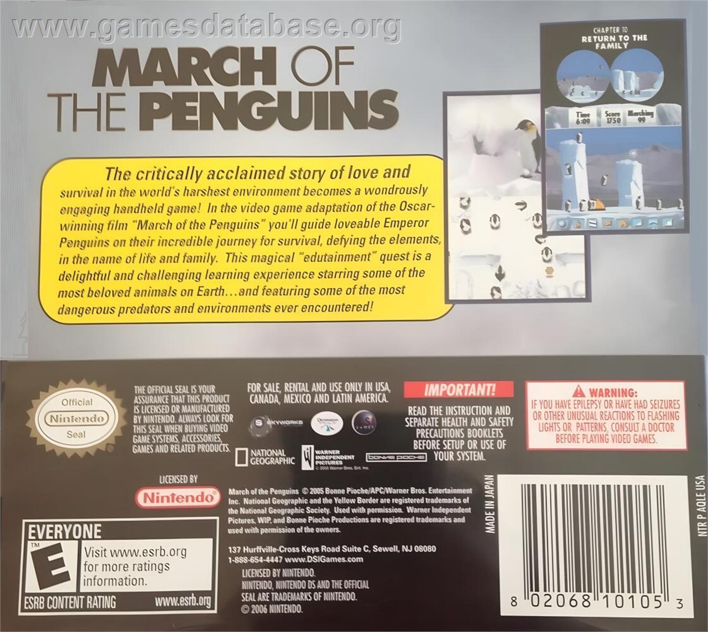 March Of The Penguins - Nintendo DS - Artwork - Box Back