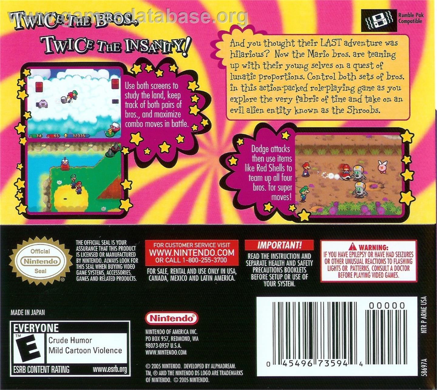 Mario And Luigi - Partners In Time - Nintendo DS - Artwork - Box Back