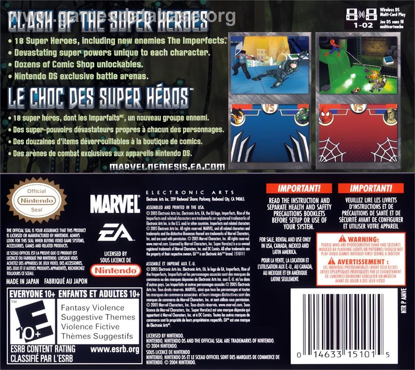 Marvel Nemesis - Rise Of The Imperfects - Nintendo DS - Artwork - Box Back