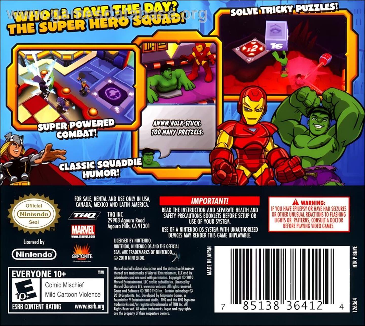 Marvel Super Hero Squad - Le Gant De L'infini - Nintendo DS - Artwork - Box Back