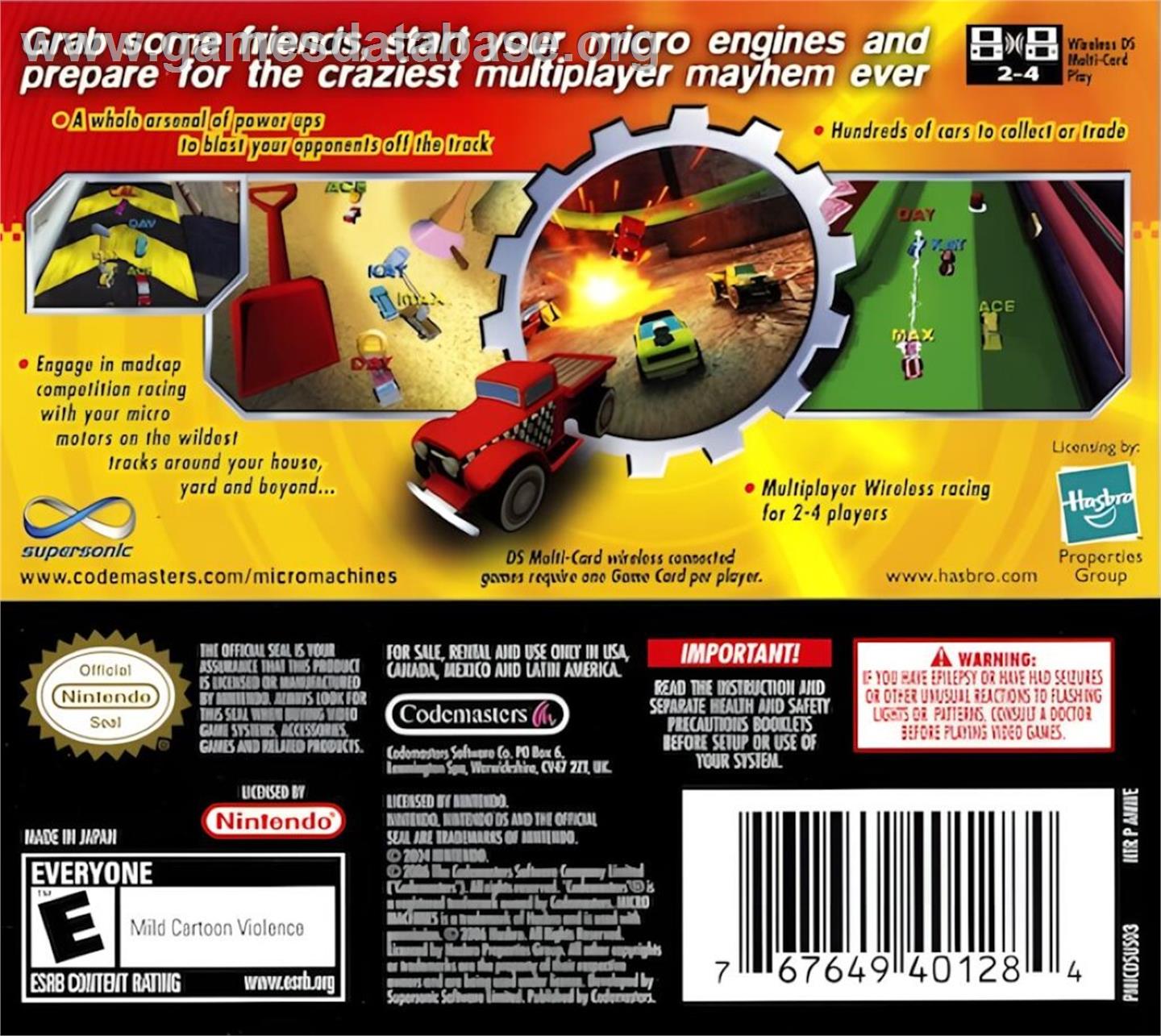Micro Machines V4 - Nintendo DS - Artwork - Box Back
