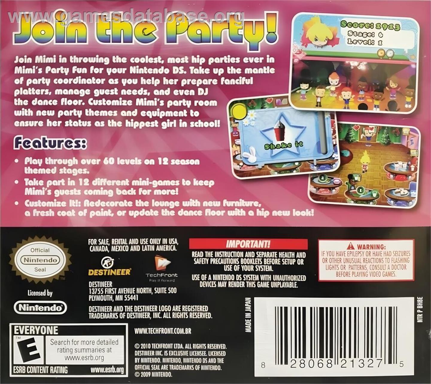 Mimi's Party Fun! - Nintendo DS - Artwork - Box Back