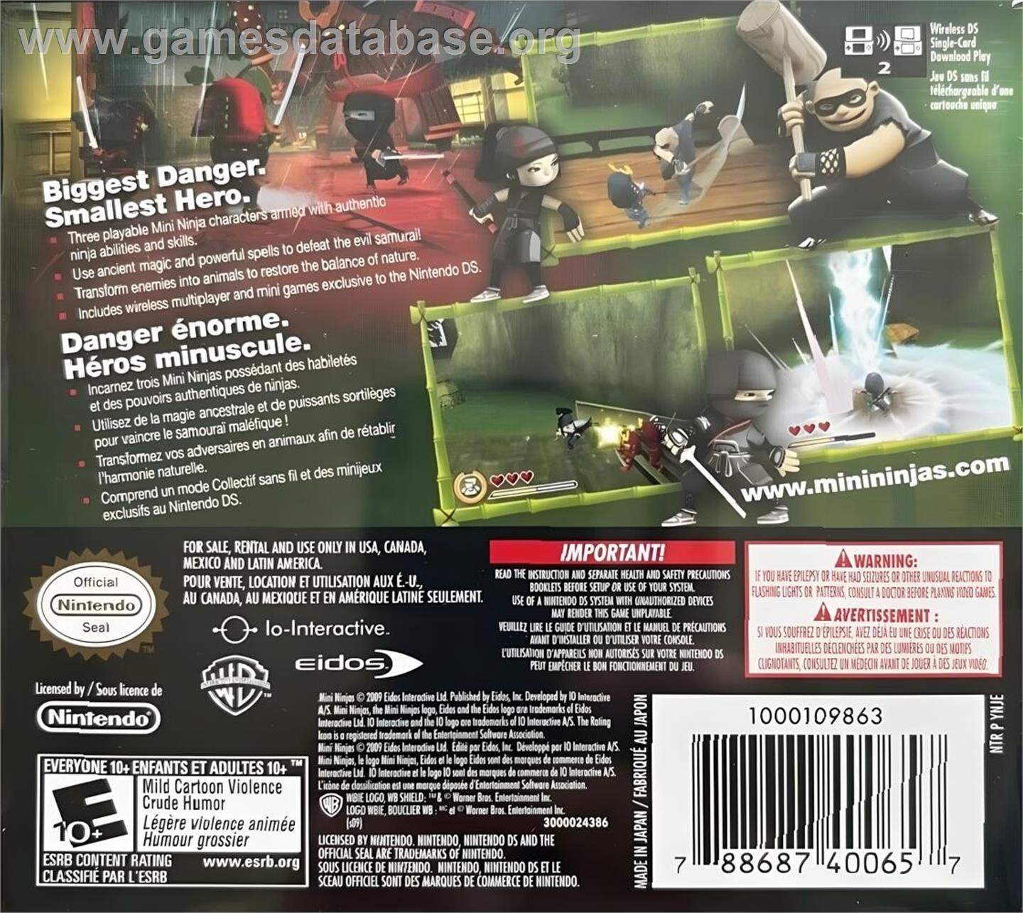 Mini Ninjas - Nintendo DS - Artwork - Box Back