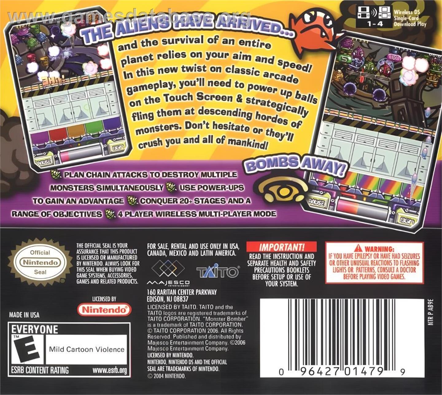 Monster Bomber - Nintendo DS - Artwork - Box Back