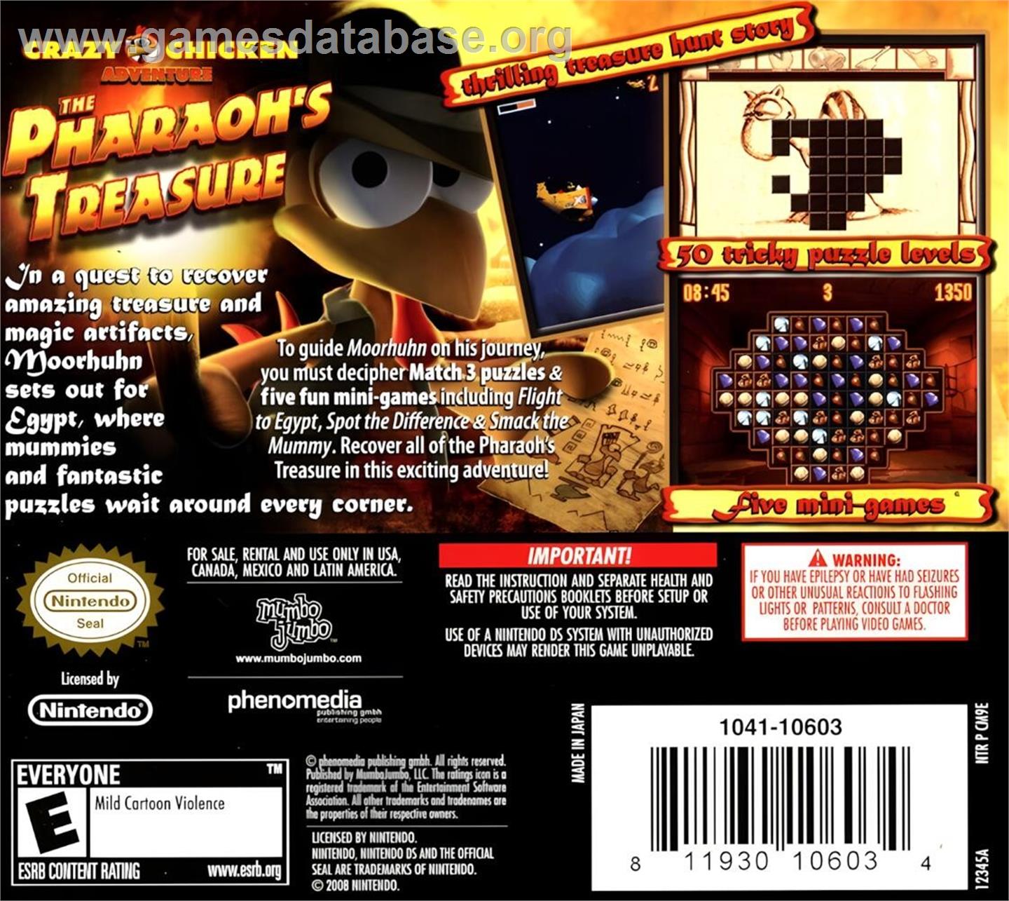 Moorhuhn Adventure - The Pharaoh's Treasure - Nintendo DS - Artwork - Box Back