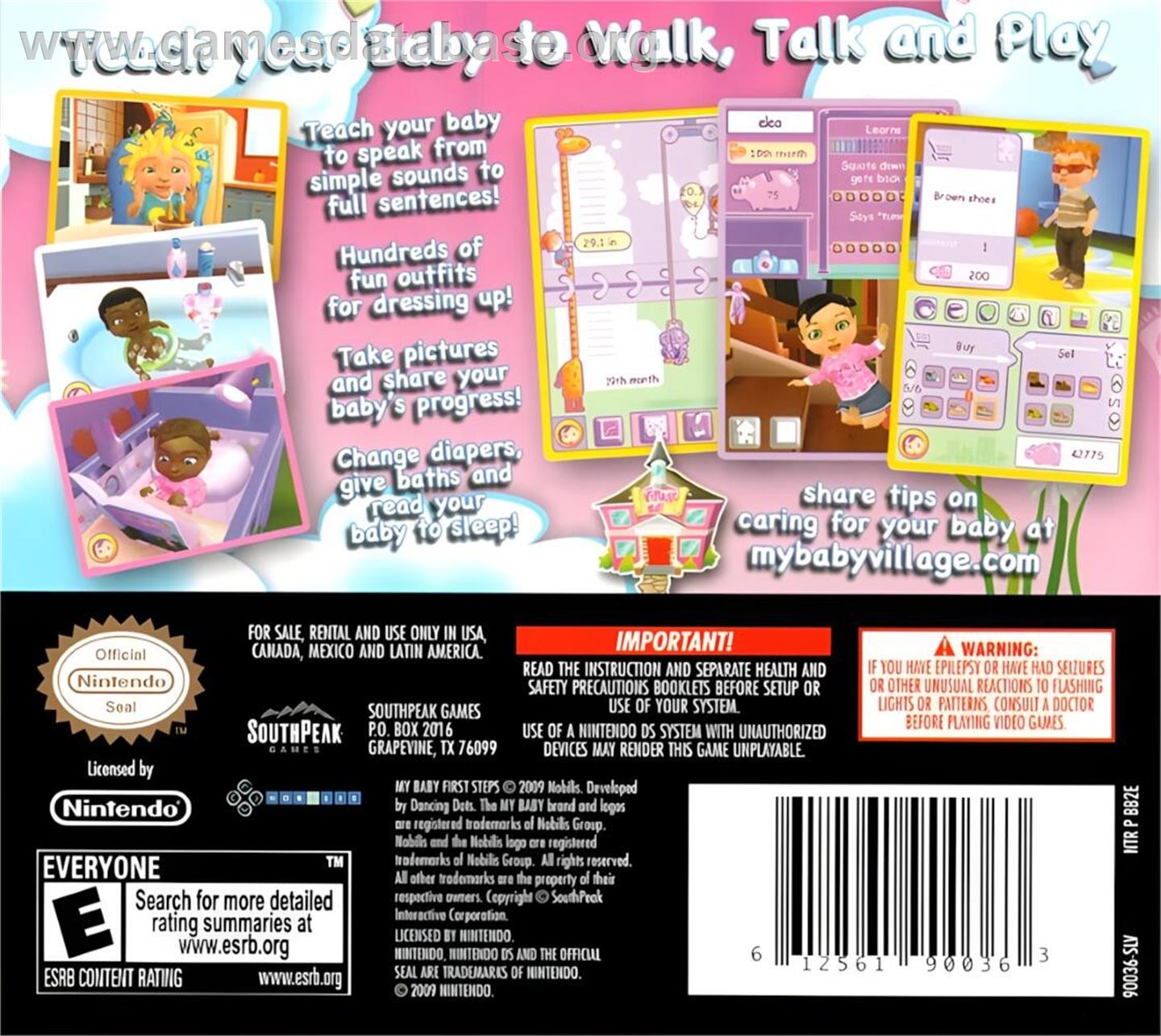 My Baby - First Steps - Nintendo DS - Artwork - Box Back