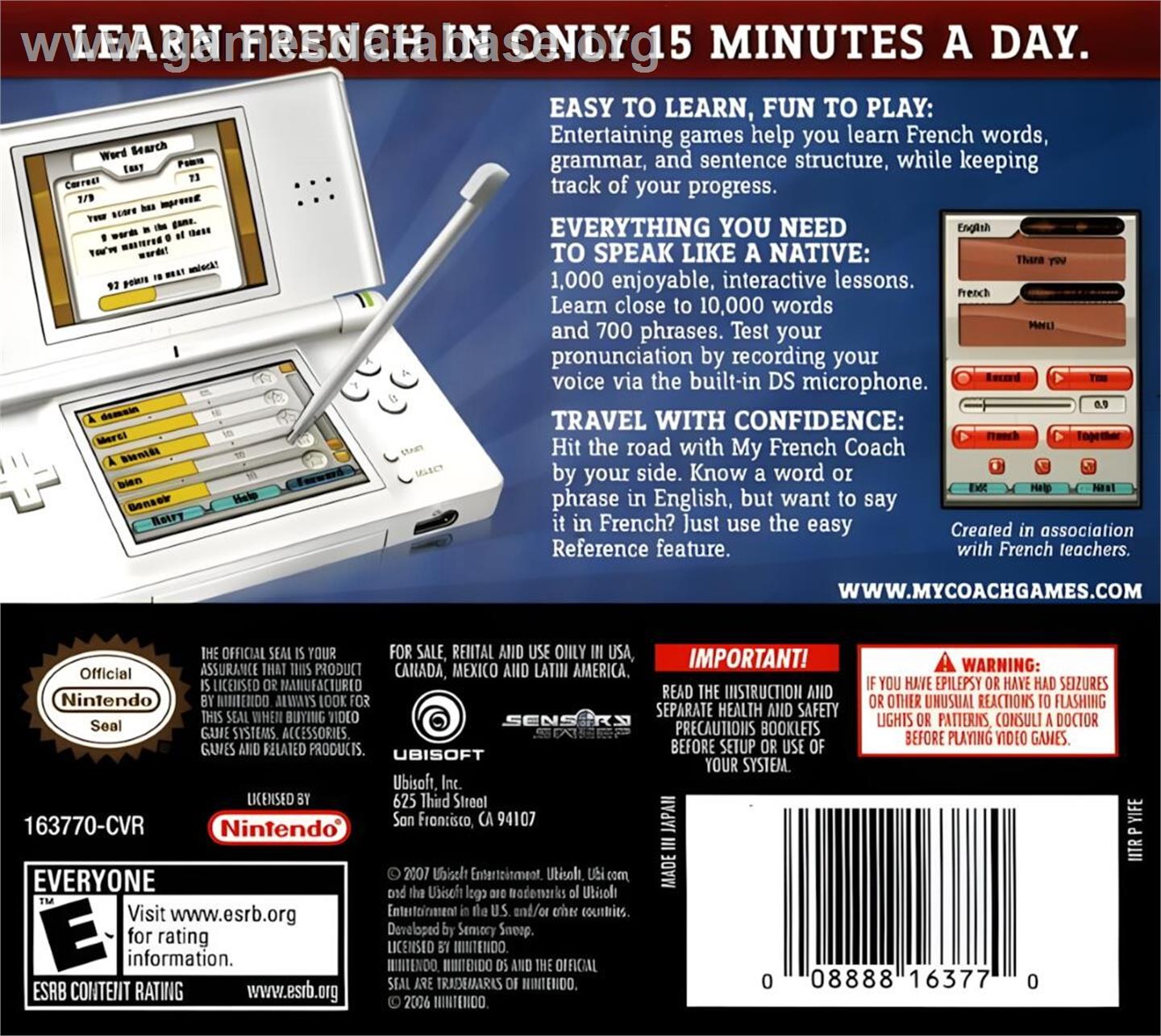 My French Coach - Nintendo DS - Artwork - Box Back