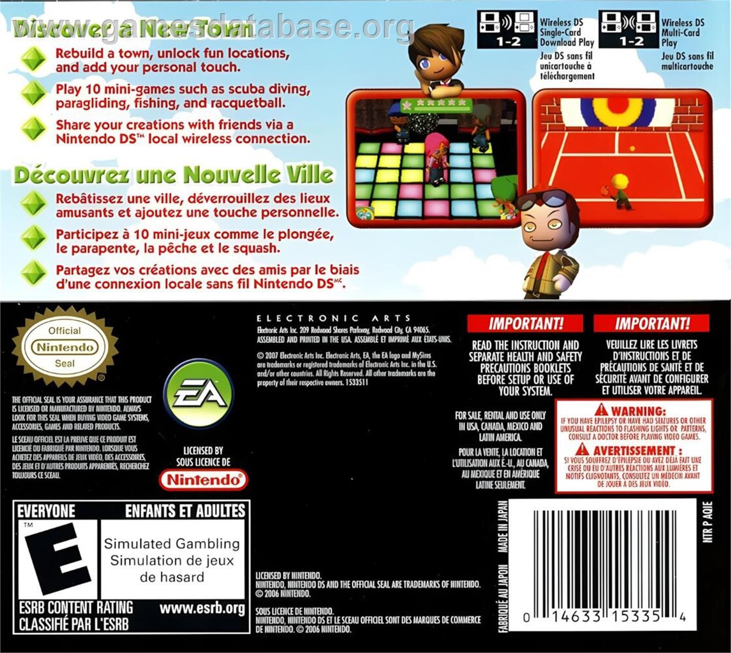 Mysims - Nintendo DS - Artwork - Box Back