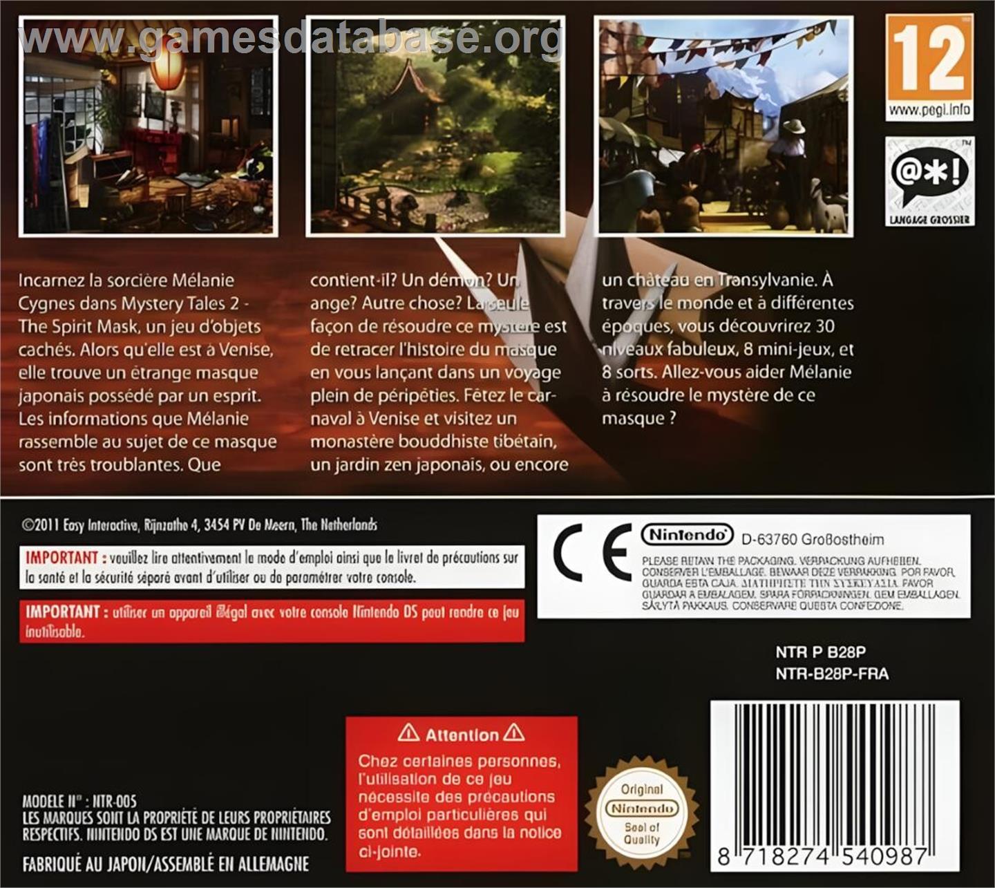 Mystery Tales 2 - The Spirit Mask - Nintendo DS - Artwork - Box Back