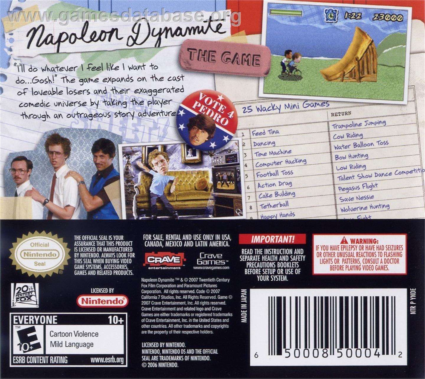 Napoleon Dynamite - The Game - Nintendo DS - Artwork - Box Back