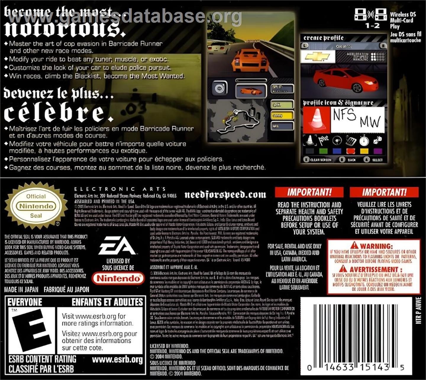 Need For Speed - Most Wanted - Nintendo DS - Artwork - Box Back